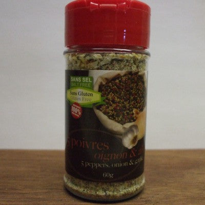 ÉPICES Vives les Épices - 5 poivres, oignon et ail- 60 gr