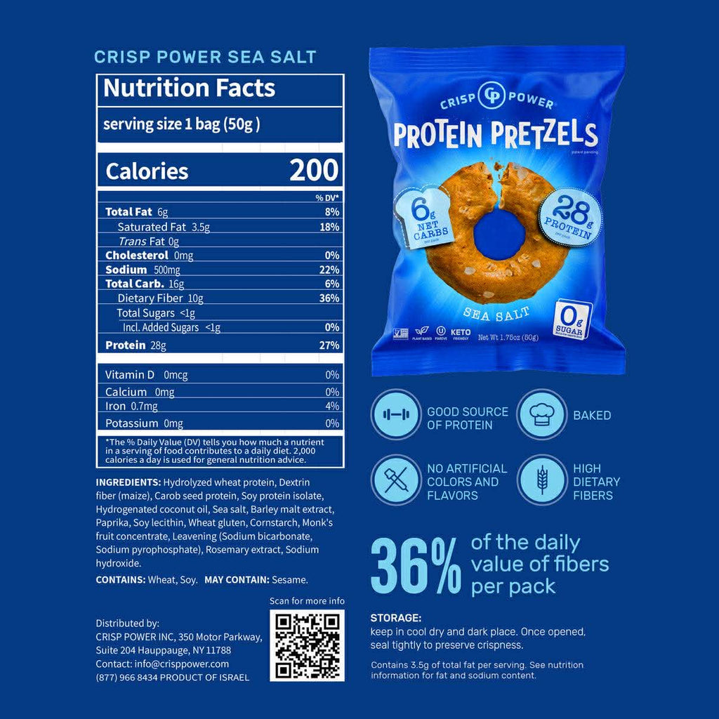 Bretzel Protéinée - Crisp Power - Saveur-  Sel de mer