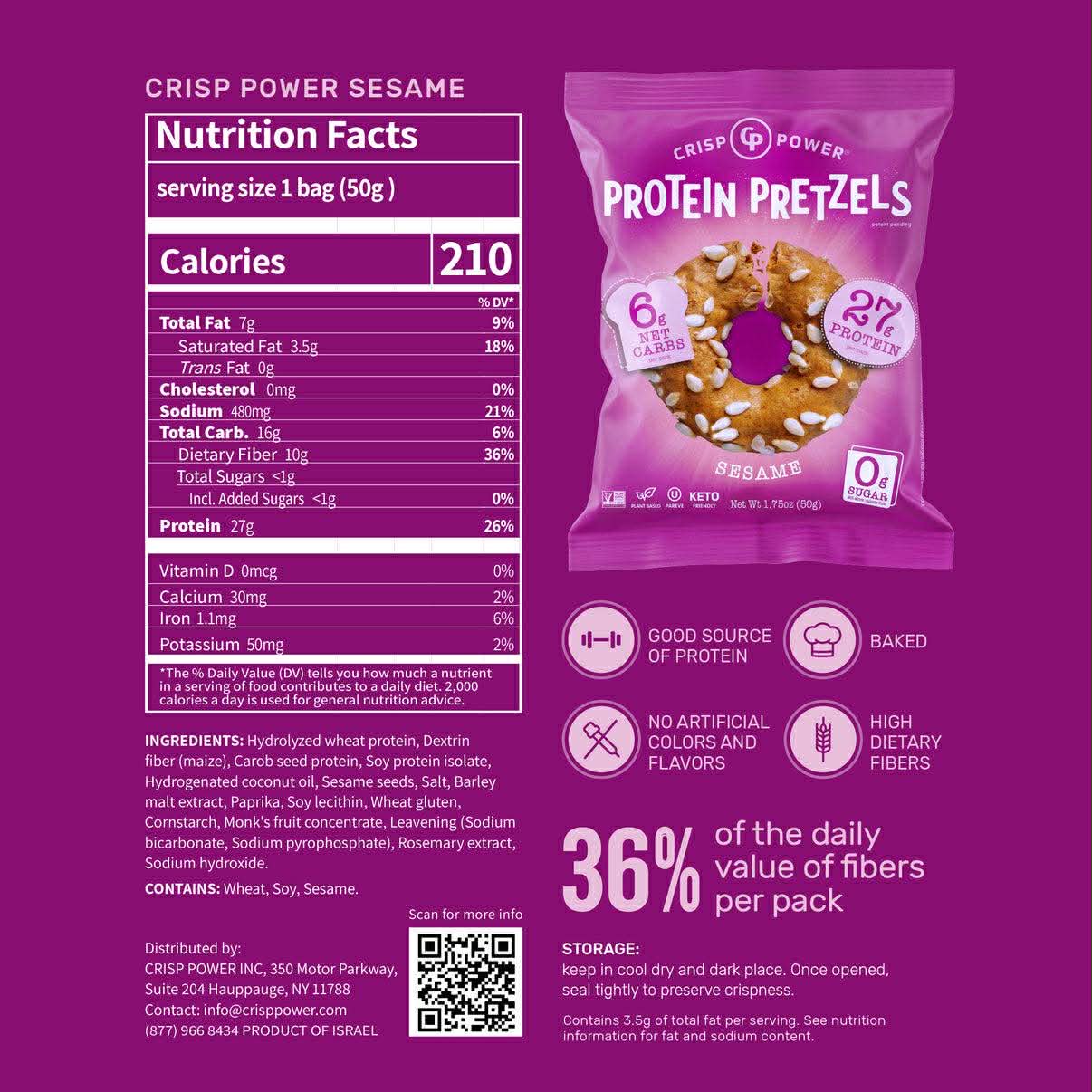 Bretzel Protéinée - Crisp Power - Saveur - Sésame
