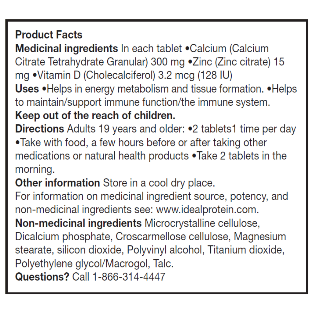 Citrate de Calcium + D3 + Zinc - 60 comprimés