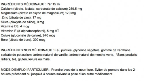 Cal-Mag Liquide - Vanille -500 ml